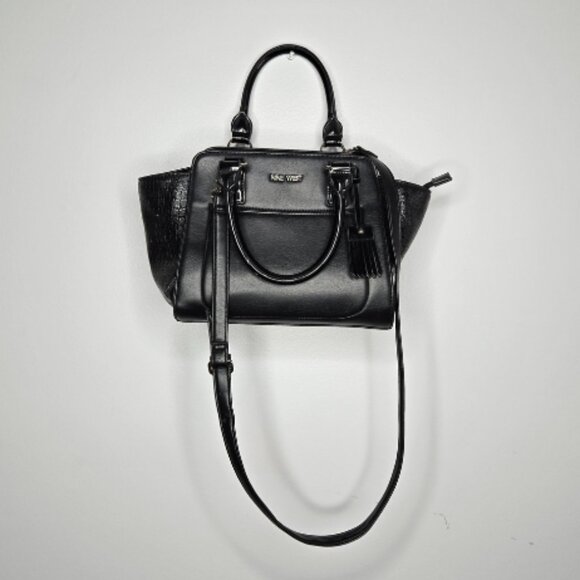 Nine West Black Satchel Bag | Crossbody & Tote | Faux Leather, Structured Style - Picture 1 of 10